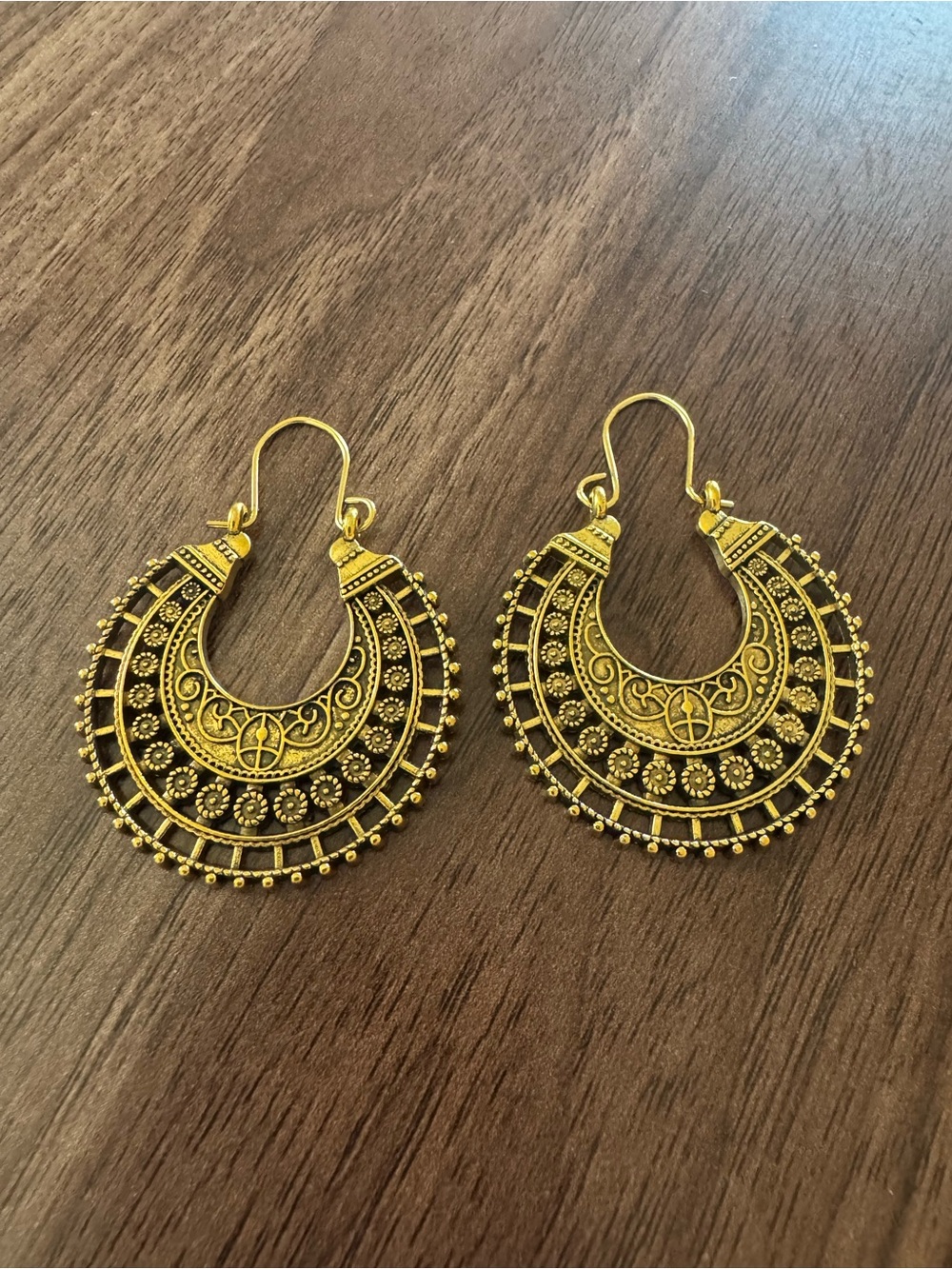 EARTHBOUND Gold Filigree Circular Hoop Earrings